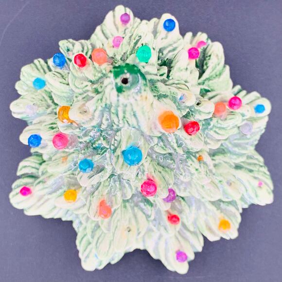 Ceramic Christmas Tree 8" Christmas Village Small Multicolored Lights Imperfect - Picture 2 of 7